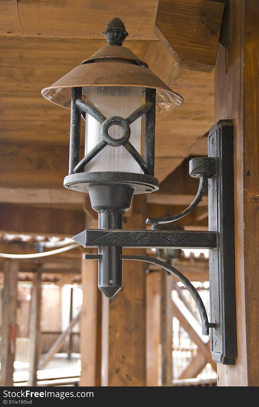 Old-fashioned electrical street lamp