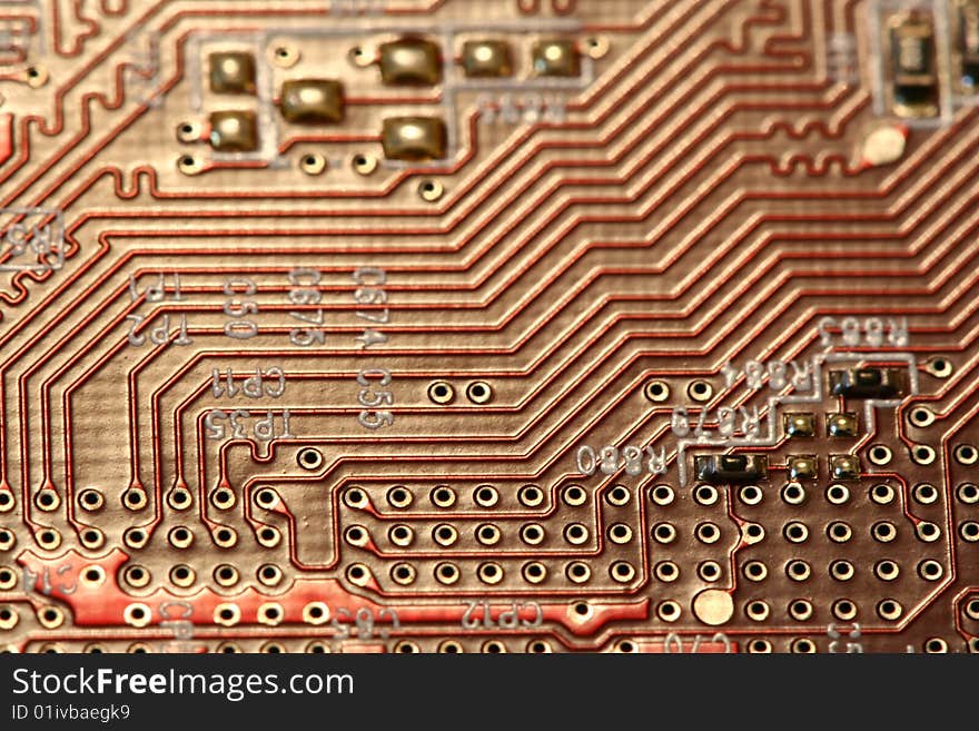 Macro image of a Red Circuit Board