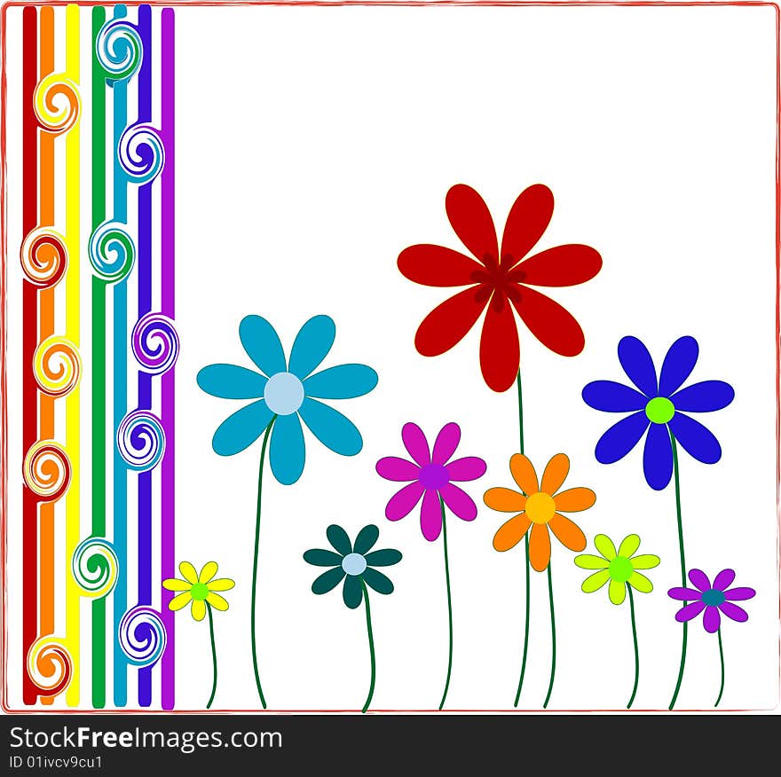 Background with flowers. Vectors illustration