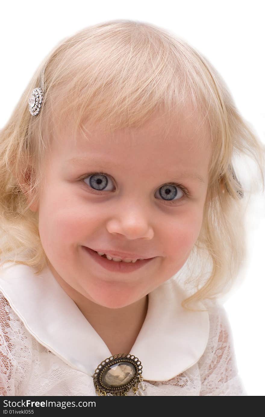 Portrait of a little girl in white dress. Portrait of a little girl in white dress