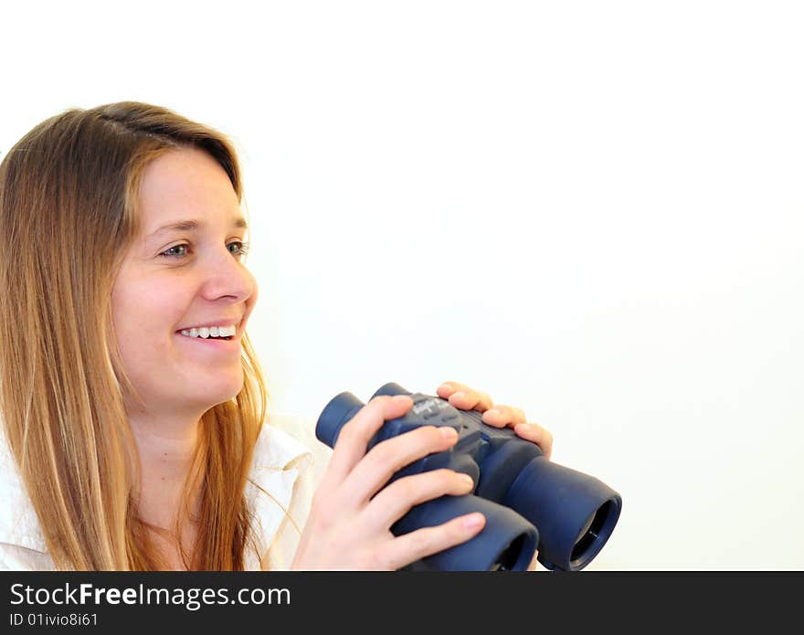 Teen with binoculars