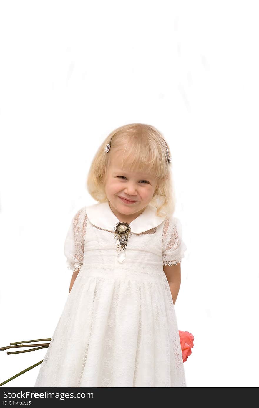 Romantic little girl in white dress