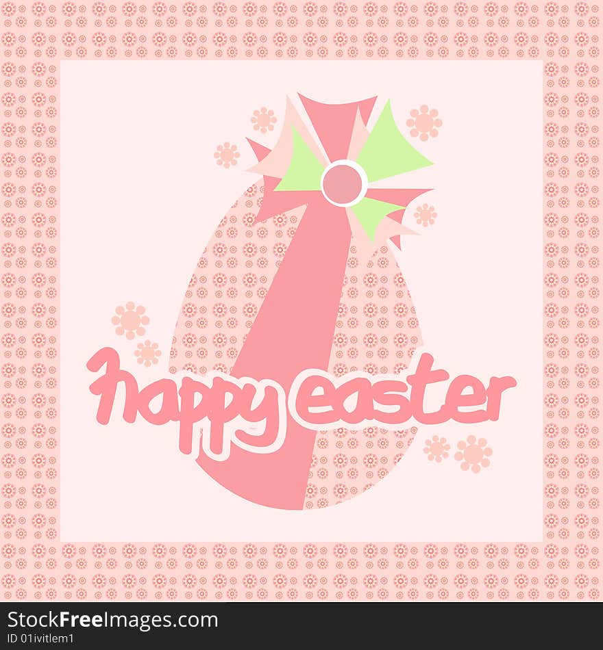 A Happy Easter card showing a pink decorated egg. A Happy Easter card showing a pink decorated egg