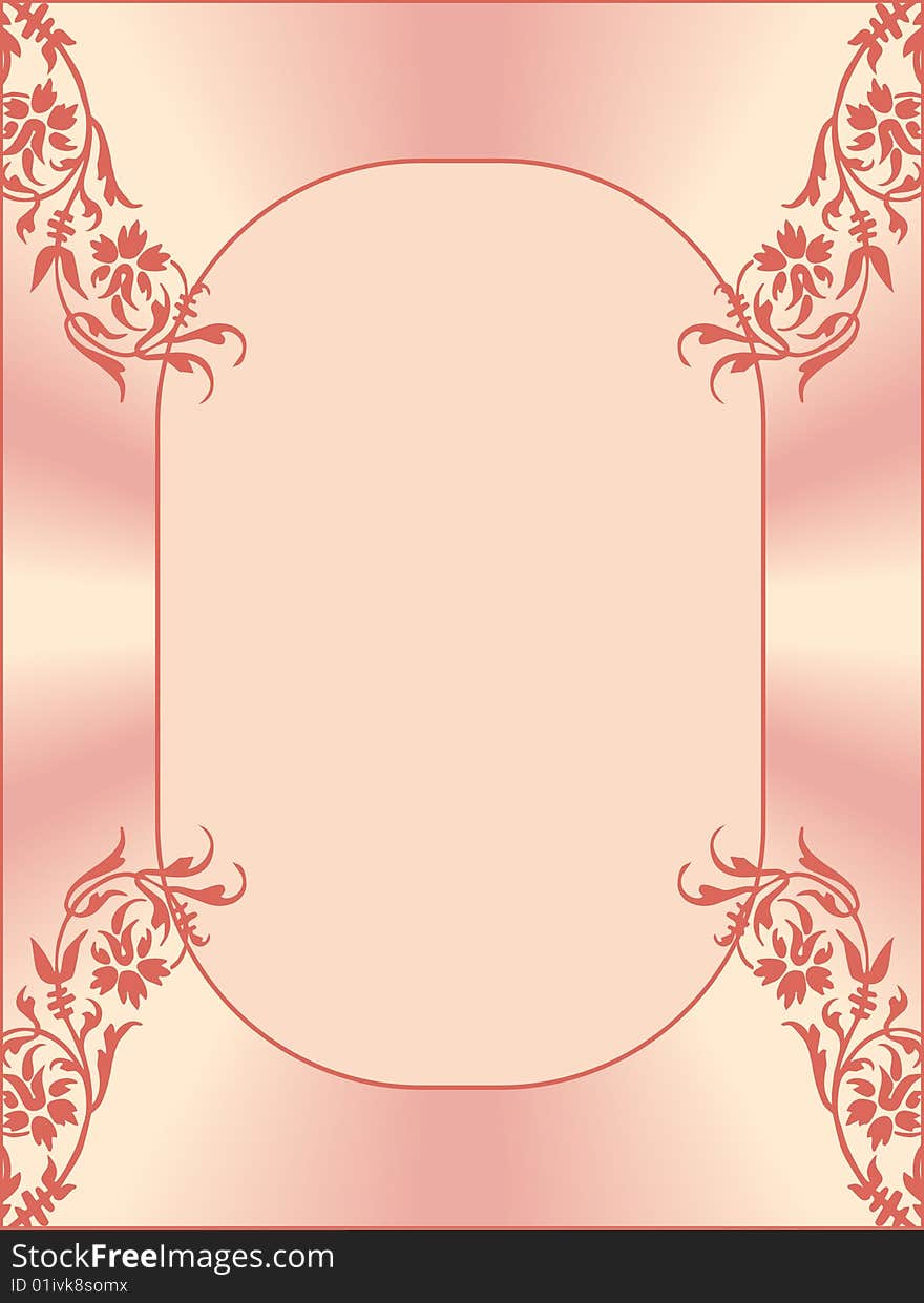 Pink frame on a pink background with flowers