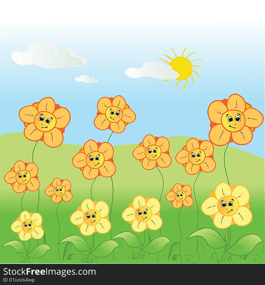 Illustration of family flowers on summer. Illustration of family flowers on summer