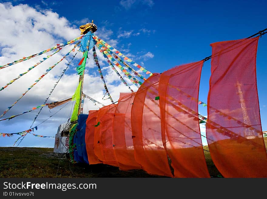 Day view of tibetan monument in Tagong Sichuan