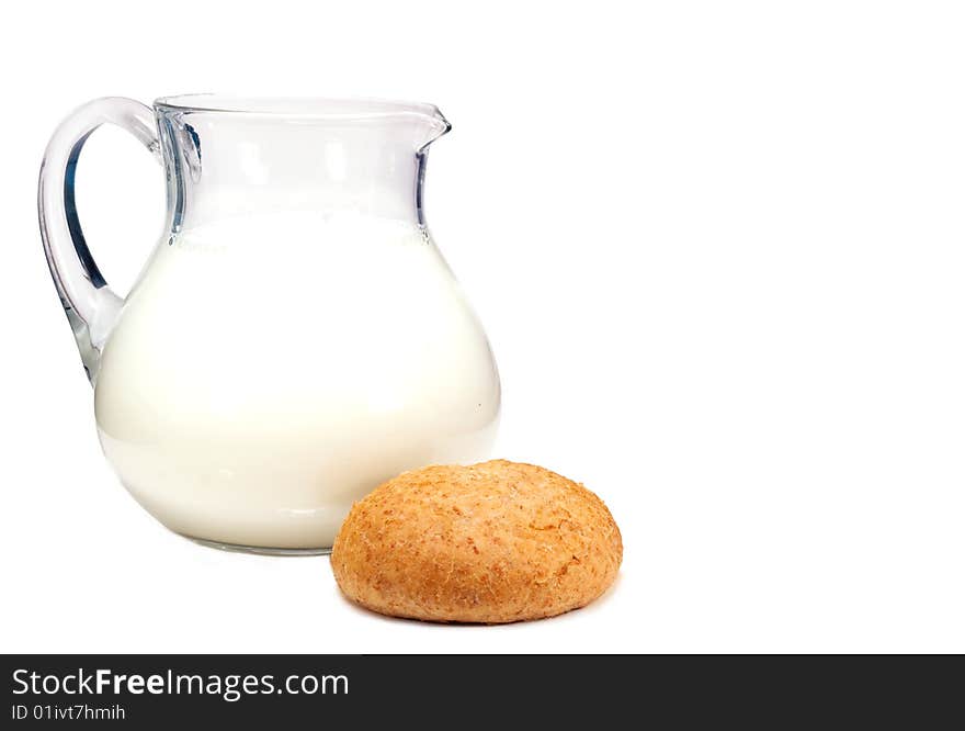 Jug of milk on a white background