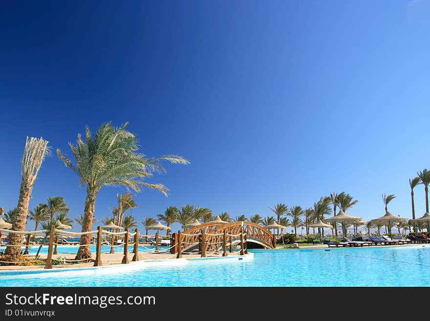 Recreational area in egyptian hotel