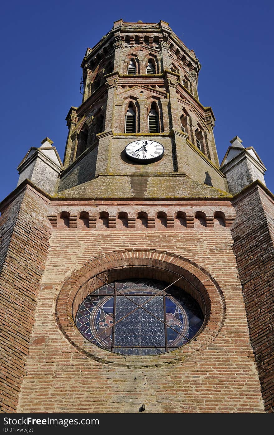 Tower church of the village Montbrun-Lauragais