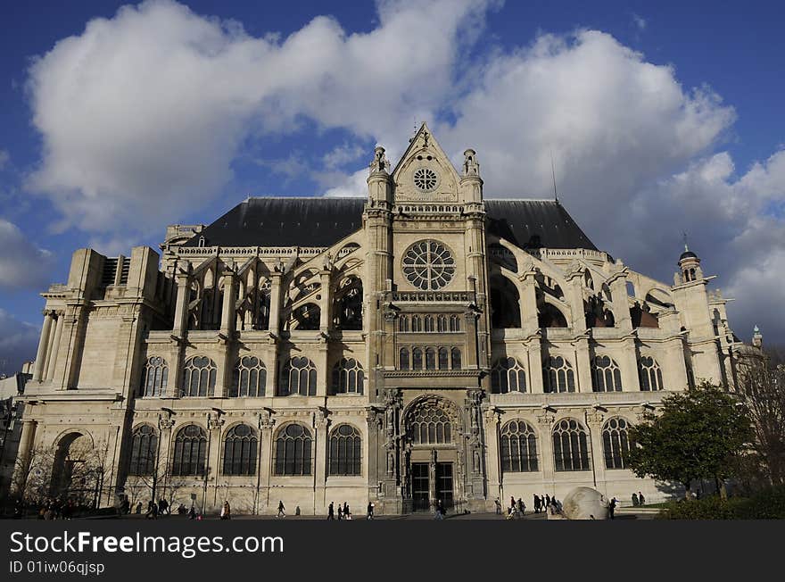 Classical Building With Cloudy Sky