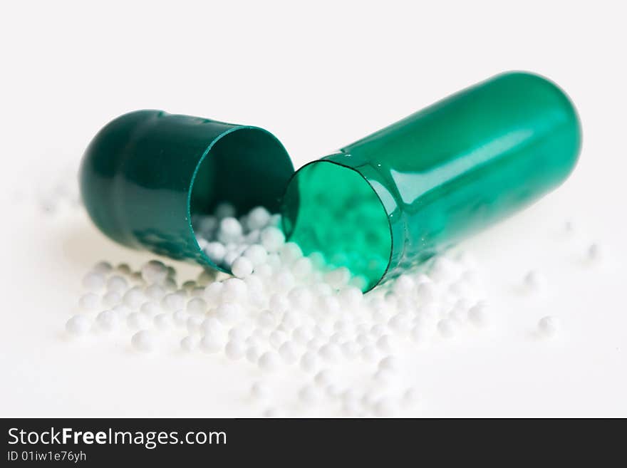 Pills on a white background