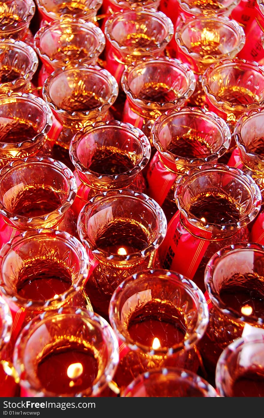 Red candles in a temple