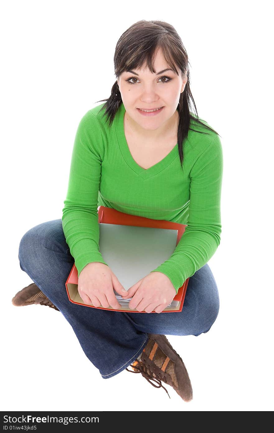 Casual student isolated on white background