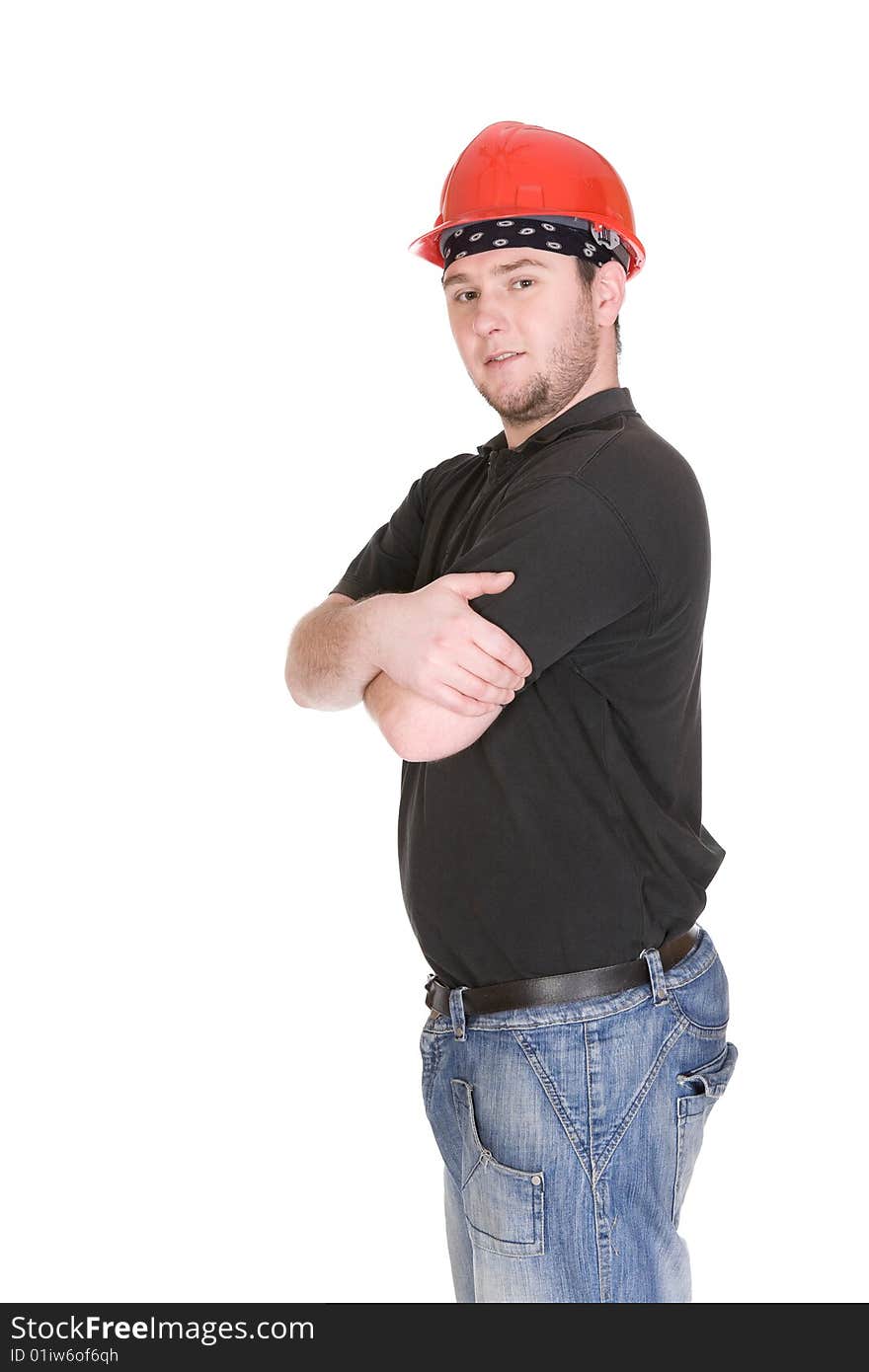 Workman with tools over white background. Workman with tools over white background