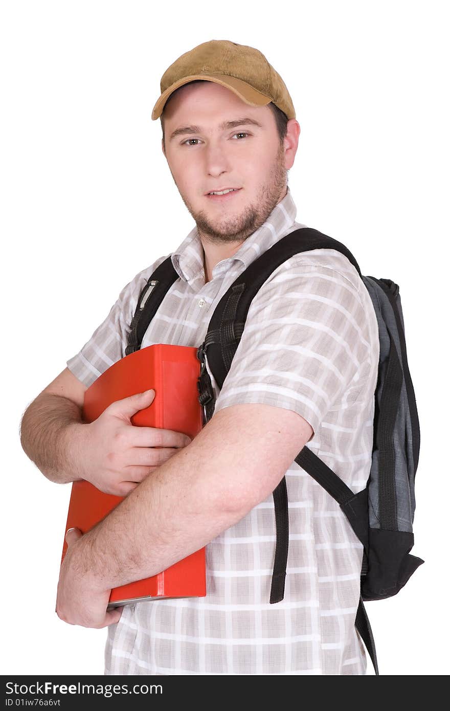 Casual student over white background