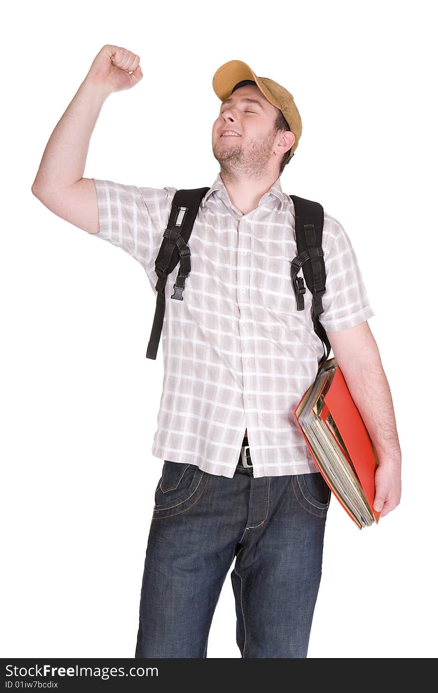 Casual student over white background