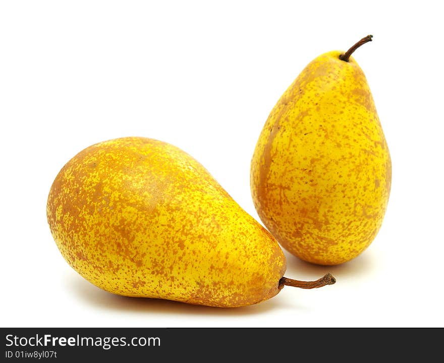 The ripe pears isolated on the white