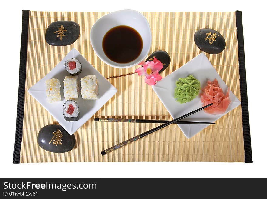 Sushi plate with chopsticks