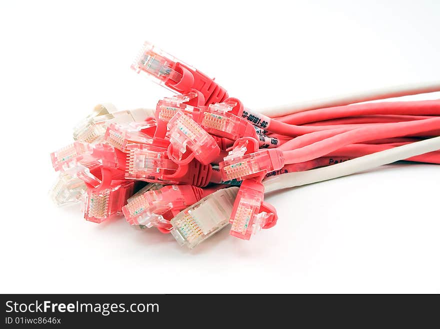 Lan cable patchcord isolated on white background