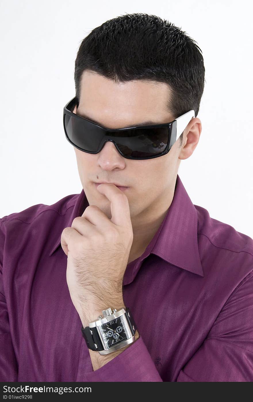 Young man with sunglasses and watch