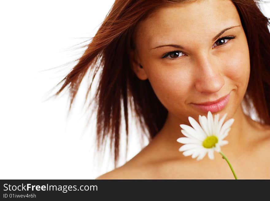 Beautiful spa woman against a white background.