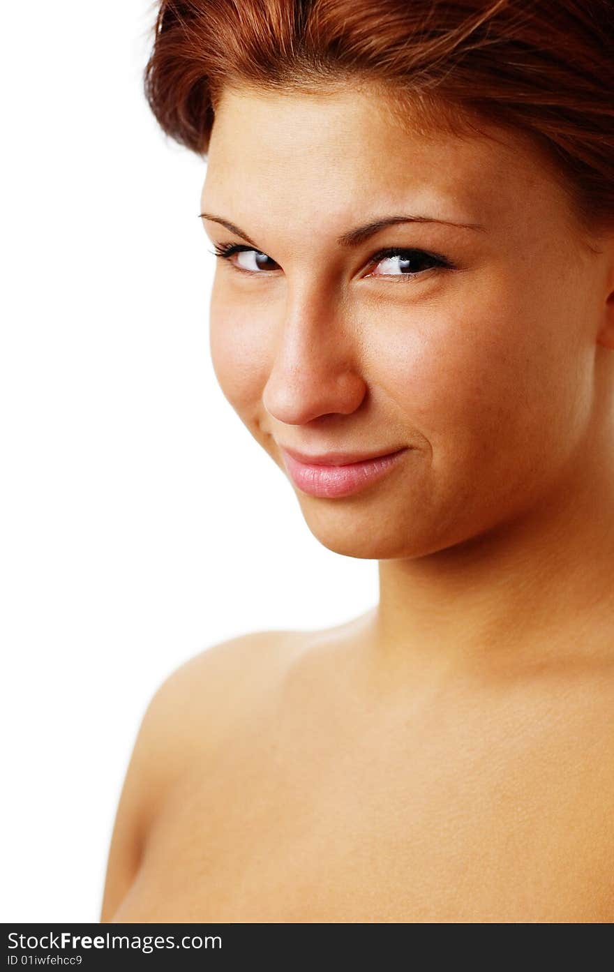 Beautiful spa woman against a white background.