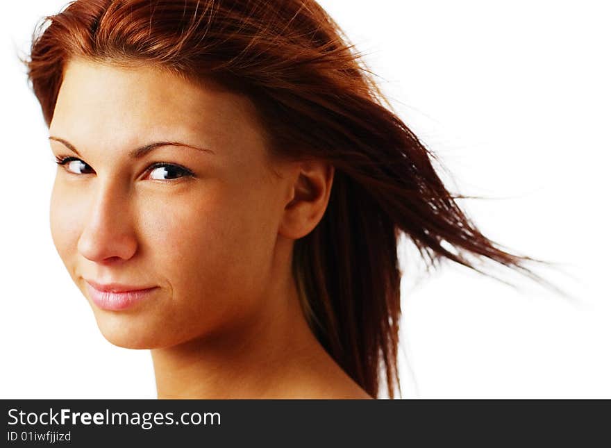 Beautiful spa woman against a white background.