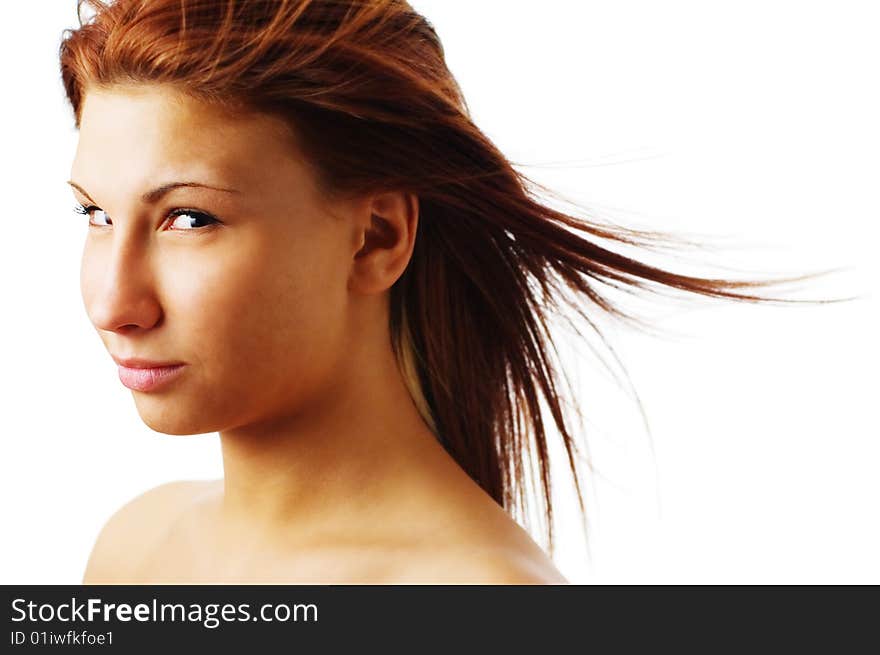 Beautiful spa woman against a white background.