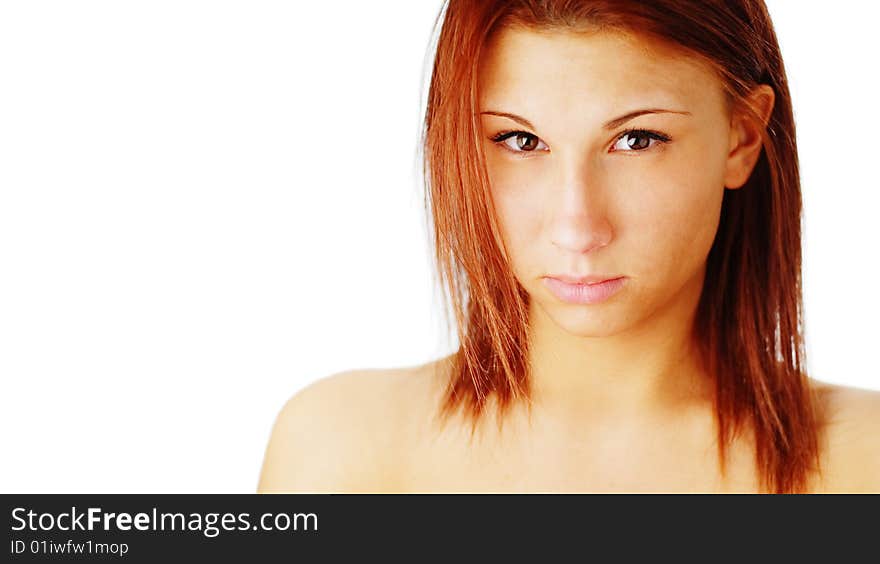 Beautiful spa woman against a white background.