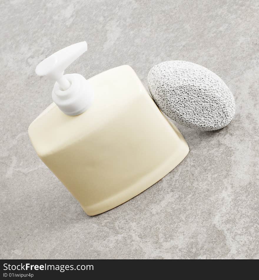 Spa display in a brightly lit bathroom setting.