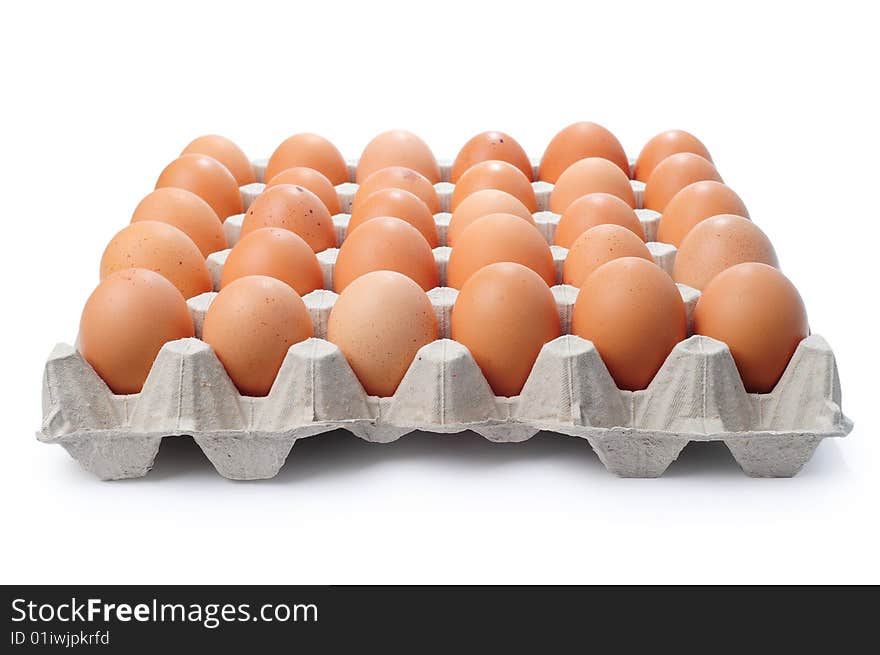 A lots of brown chicken eggs, with clipping path