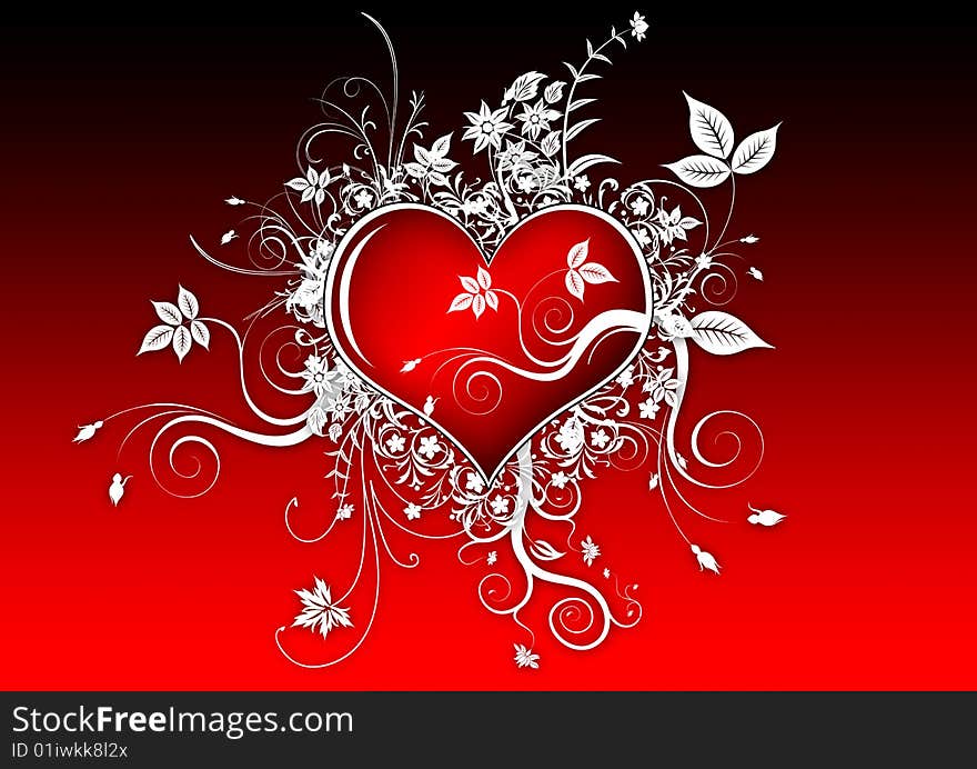 Valentines Day background with Heart and flowers