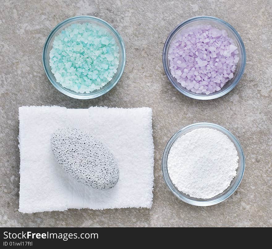 Spa display on top of a granite stone background.