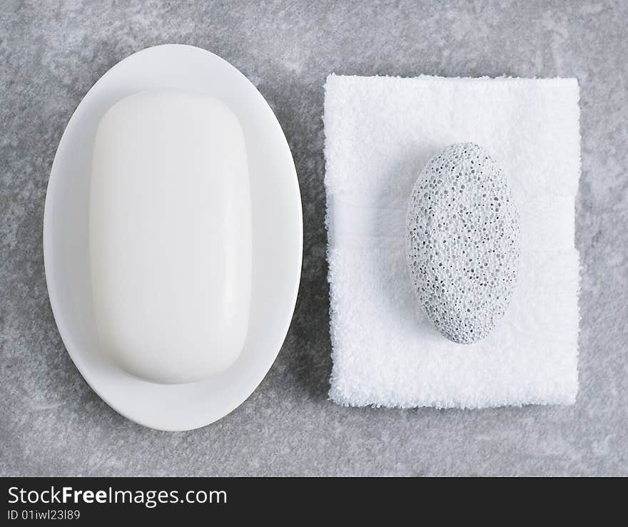 Spa display on top of a granite stone background.