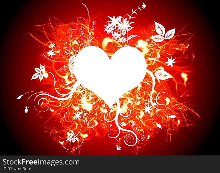 Valentines Day background with Heart and flowers