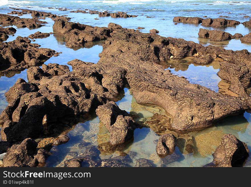 Southern France Biarritz Rock Formations on beach