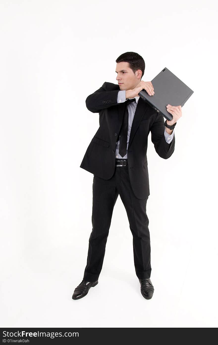 Businessman with lap top computer