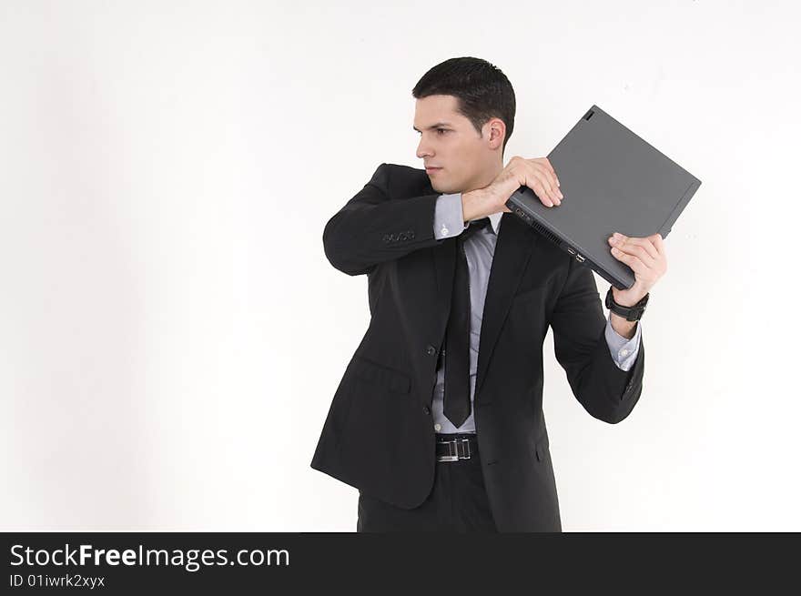 Businessman with lap top computer