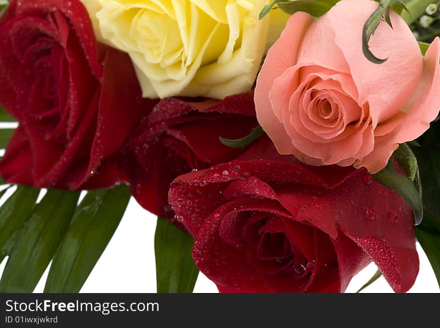 Bouquet of roses, in the colors pink, yellow and red