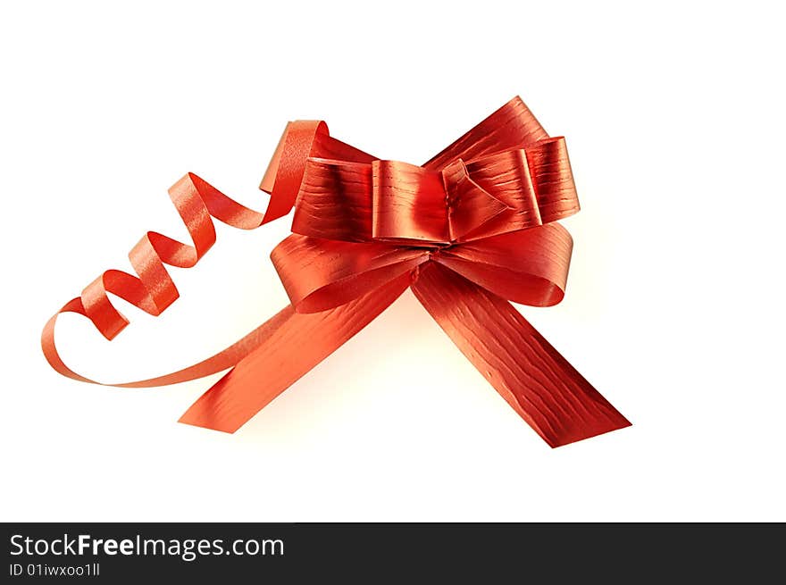 Red Ribbon Isolated Over White With Clipping Path.