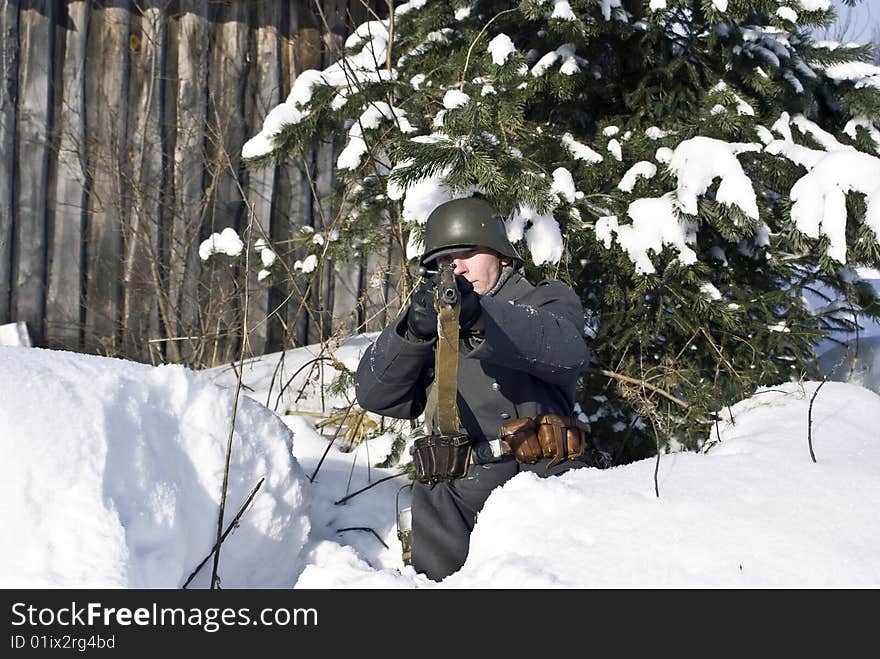 Finnish soldier. Focus on face