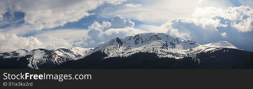 A mountain landscape in early spring. A mountain landscape in early spring.