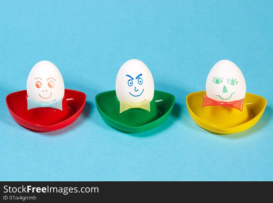 Three funny eggs