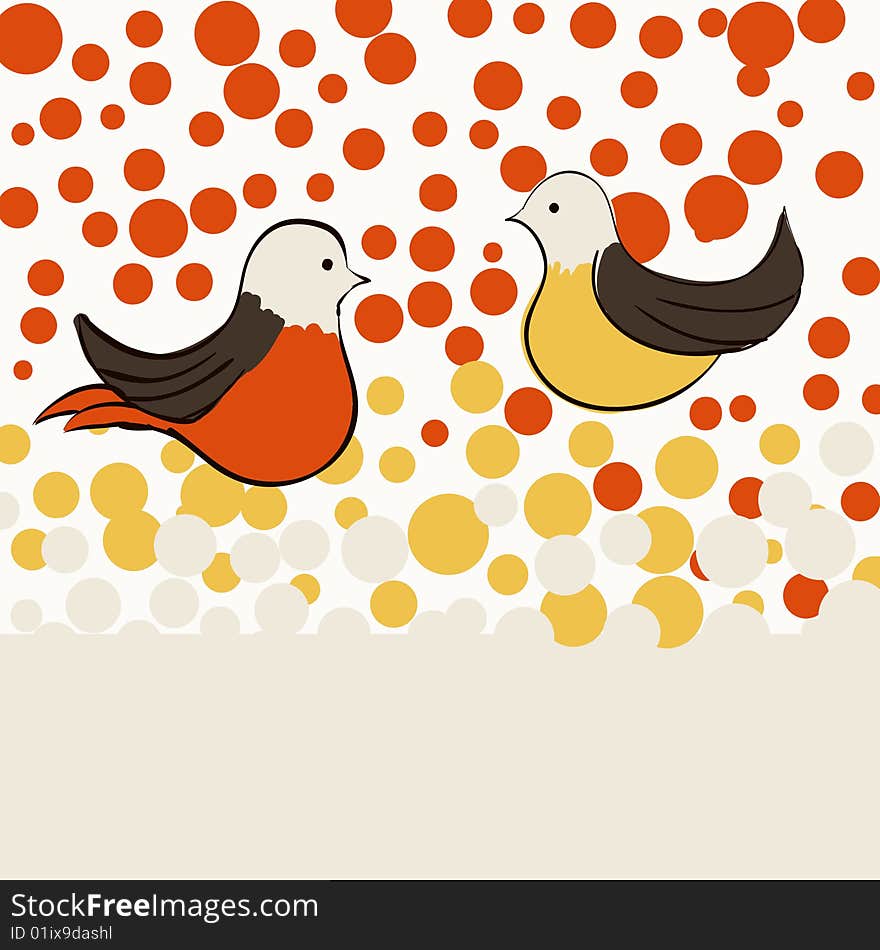 Retro birds on dotted background. Retro birds on dotted background