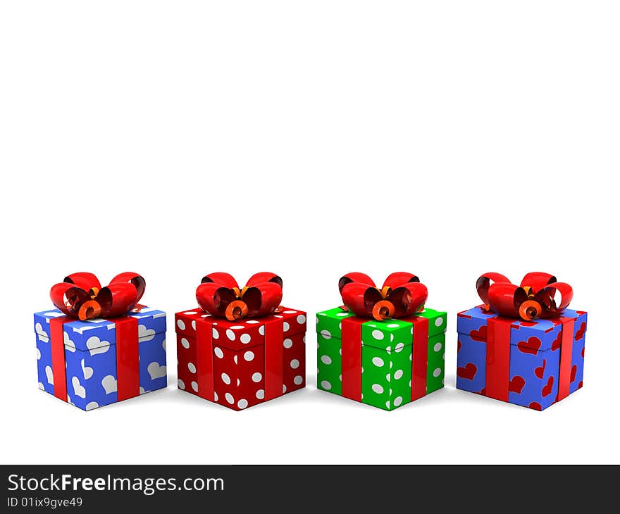 Abstract 3d illustration of background with present boxes. Abstract 3d illustration of background with present boxes