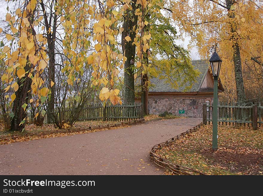 An autumn park is in the Pushkin mountains. Exactly here the Russian poet Alexander Pushkin wrote the verses. A poem is here written, in particular Evgeny Onegin. An autumn park is in the Pushkin mountains. Exactly here the Russian poet Alexander Pushkin wrote the verses. A poem is here written, in particular Evgeny Onegin