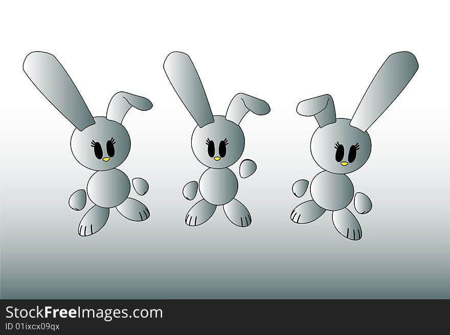 Rabbits - illustration on gradient background