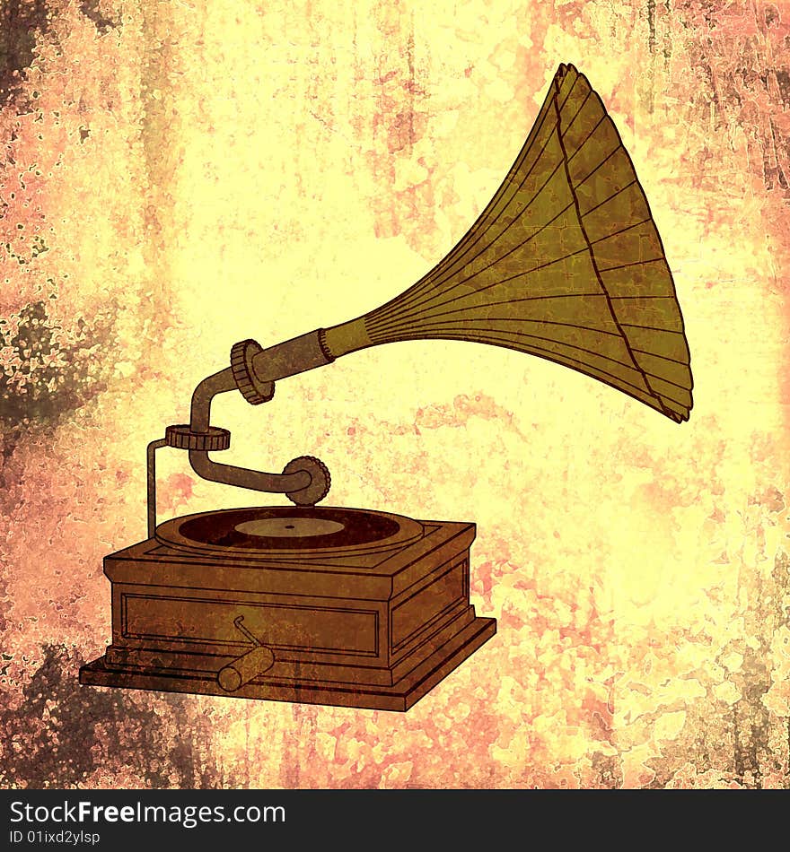 Retro music - old gramophone record player