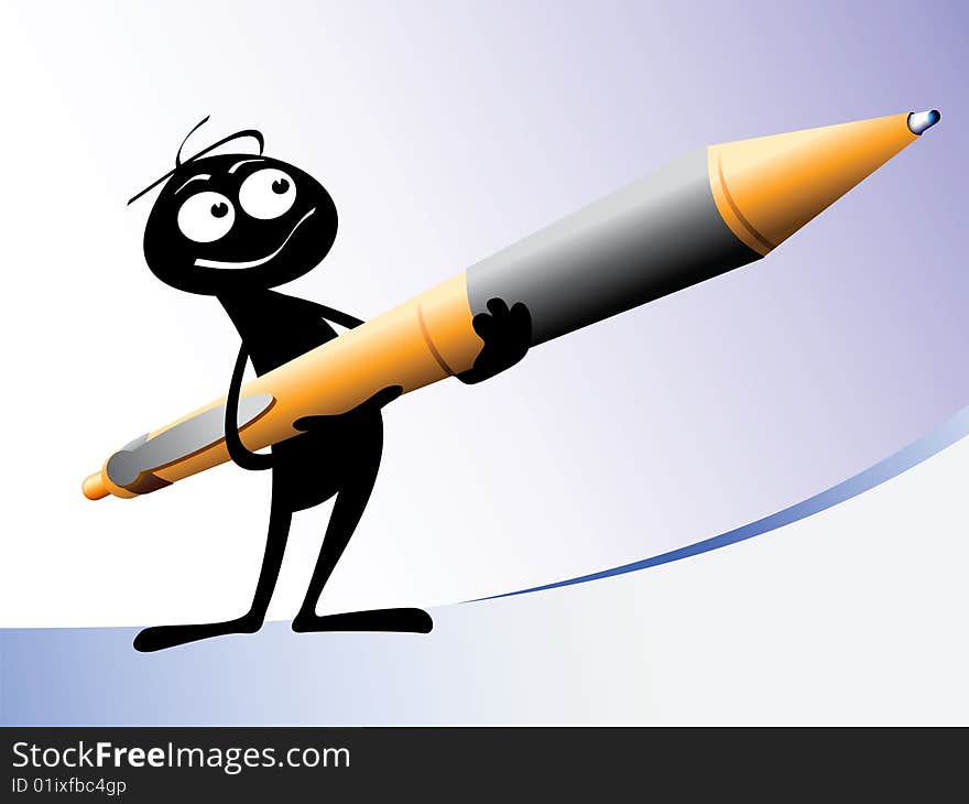 Man is holding a pen - vetor illustration. Man is holding a pen - vetor illustration