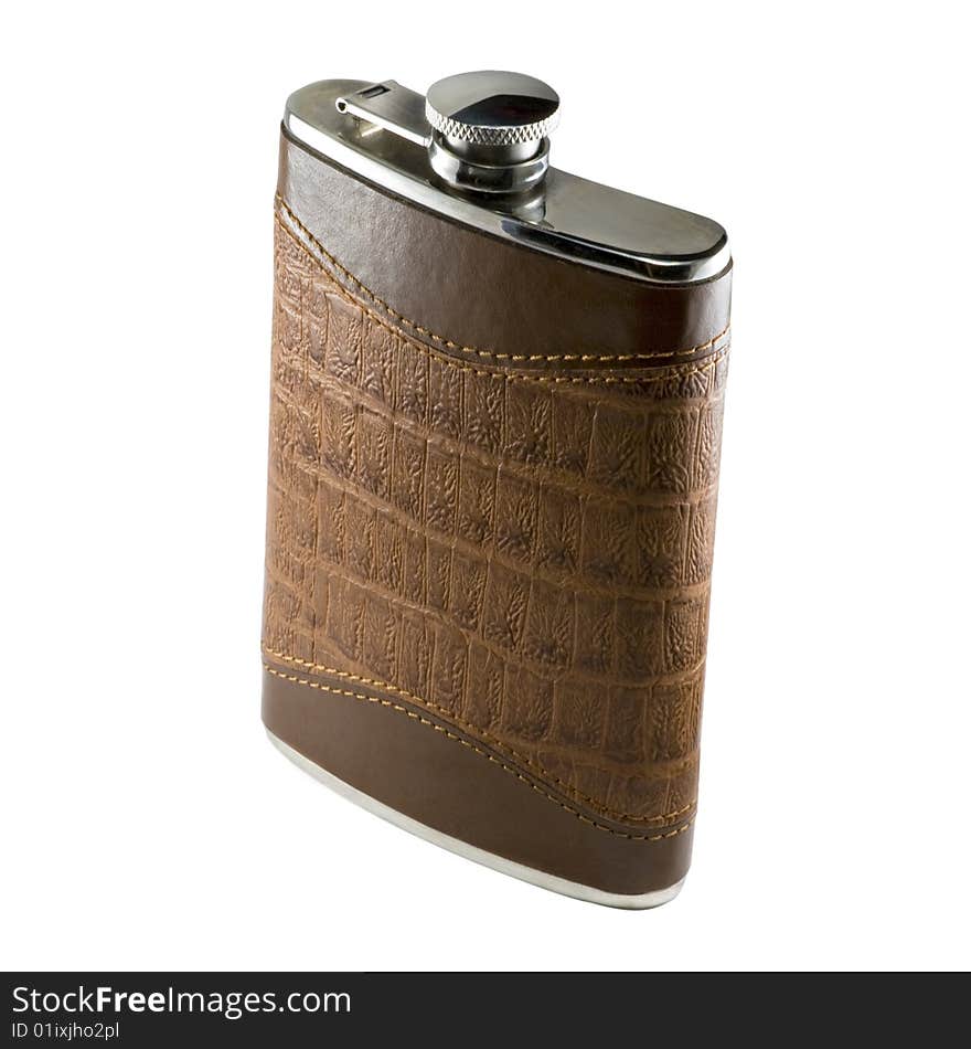 Stylish metal flask for alcohol. Stylish metal flask for alcohol